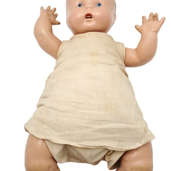 Antique Composition Baby Doll Painted Eyes 14" Collectible - Picture 3 of 13